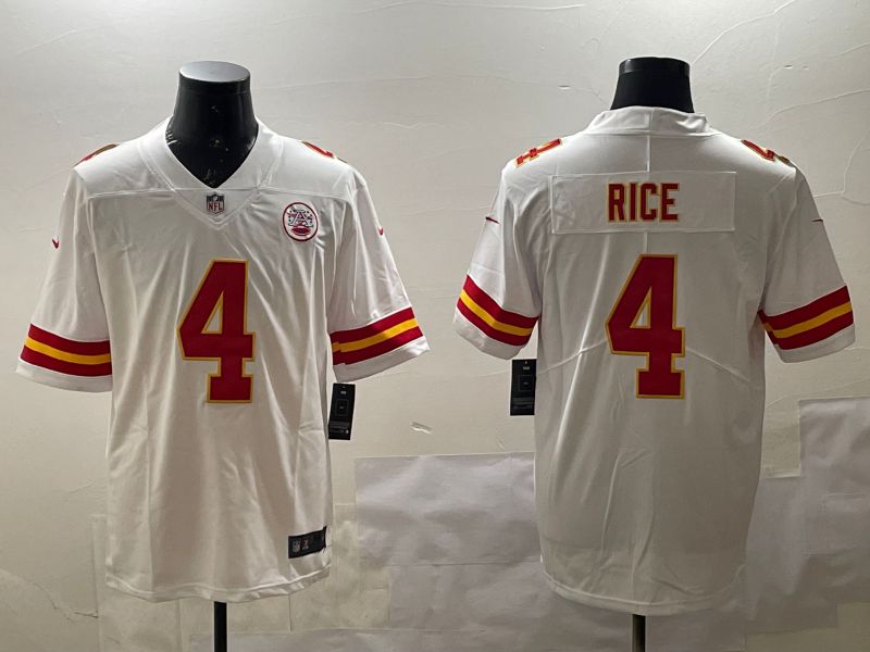 Men Kansas City Chiefs 4 Rice White Second generations 2025 Nike Limited NFL Jersey style 1